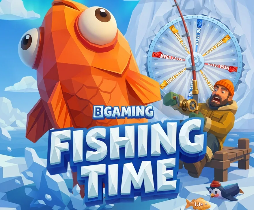 Official Fishing Time artwork: the ice, the bonus wheel, and the three catch tiers.